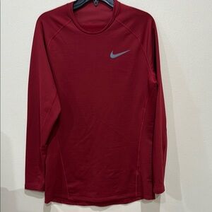 Nike Maroon Long Sleeve Top with Gray Swoosh